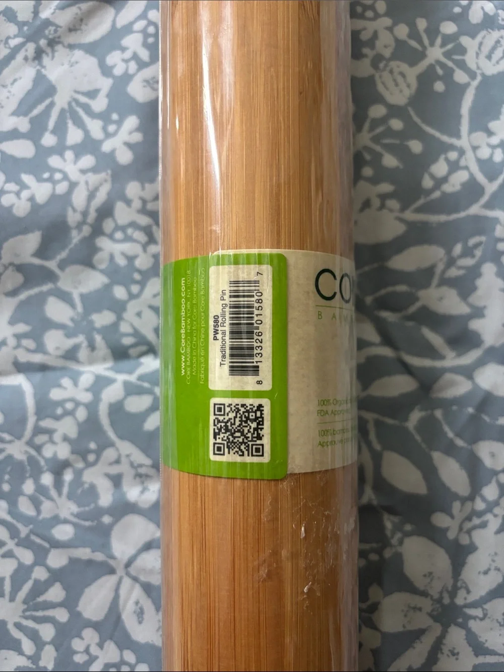 Core Bamboo Traditional 20” Rolling Pin in Natural Wood NWT